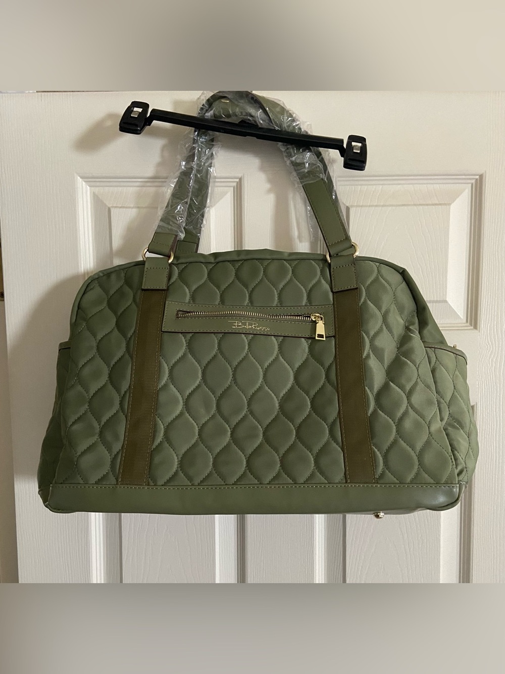 Dark Olive Green Tote Bag with Gold Zip Pocket